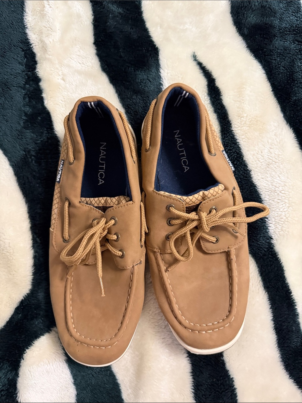 Nautica Boys Tan Leather Boat Shoes